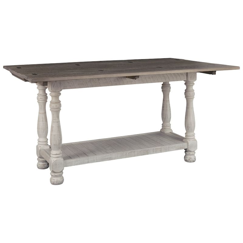 Flip Top Wooden Sofa Table with Open Bottom Shelf, Brown and Antique White