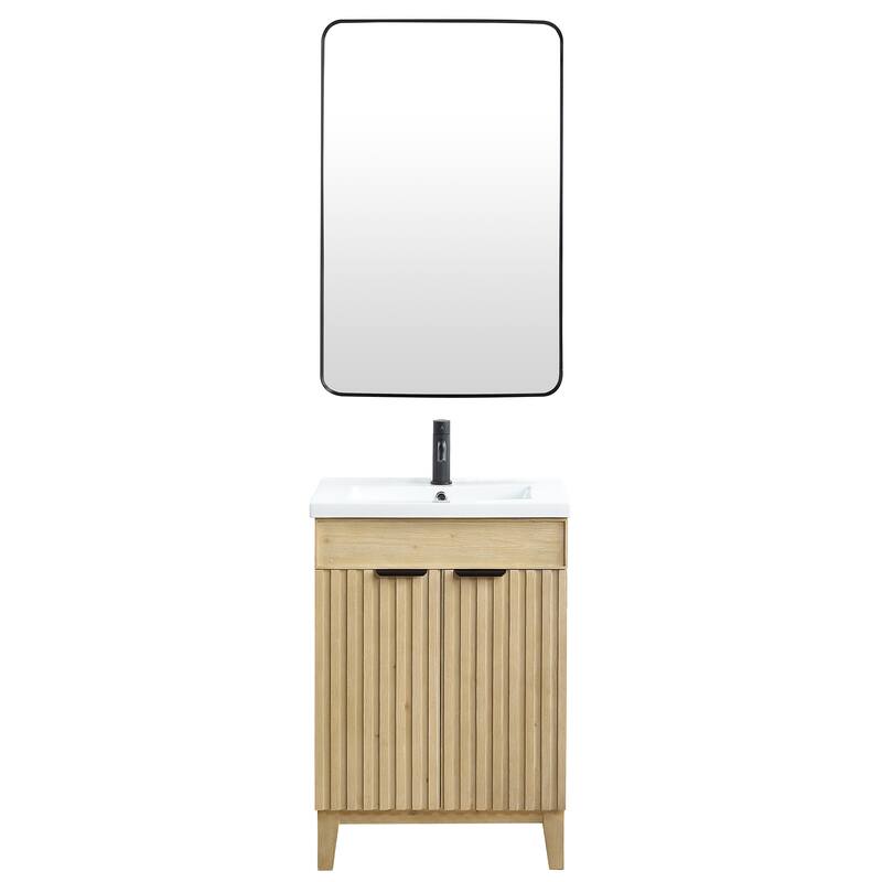 Palos Single Bath Vanity with Ceramic Basin Top and Mirror