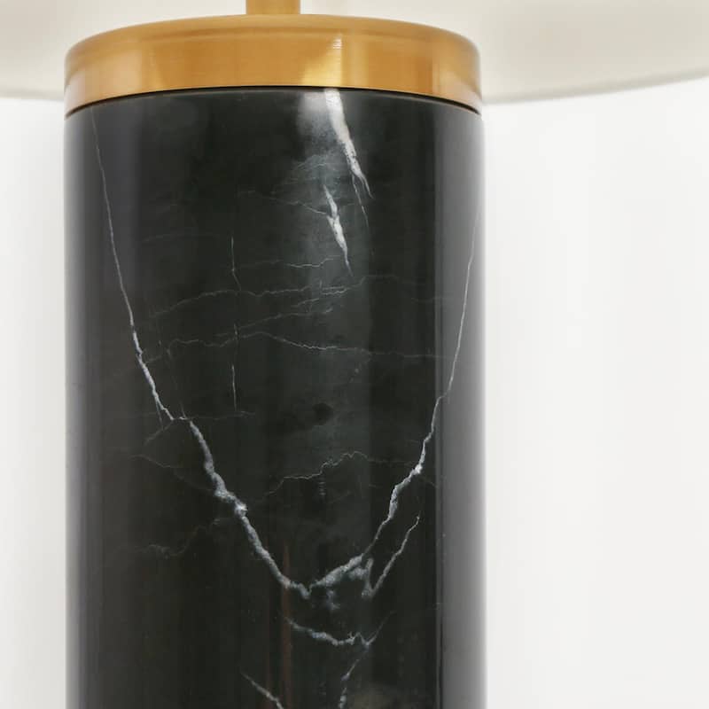 Modern Cylindrical Column Metal Table Lamp 24.8-inch in Black - L 15.7" x H 24.8"