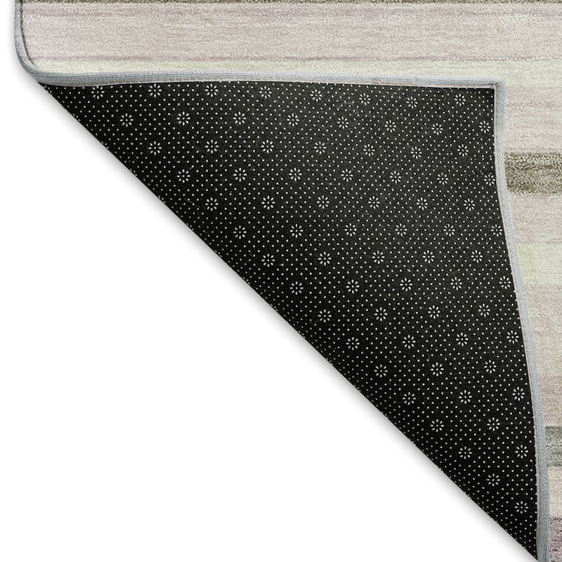 Machine Washable Indoor/ Outdoor Modern Stripes Chantille Rug