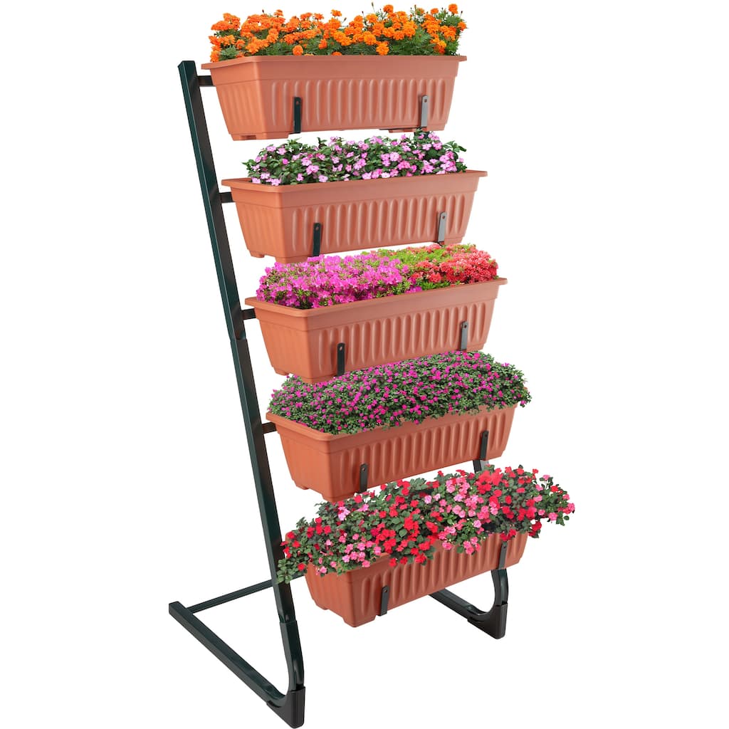 Raised Garden Beds - 5 Tier Vertical Garden Planter by Pure Garden (Terracotta) - 5-Tier