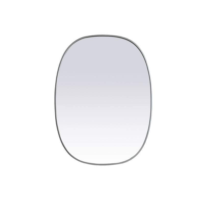 Indigo Home Metal Frame Oval Mirror 30x40 Inch - Silver