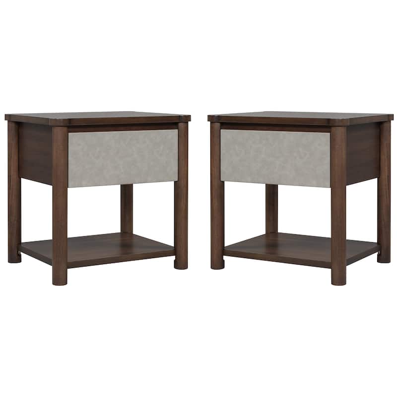 Christopher Knight Home - Lena Modern Farmhouse Wood Nightstands with Drawer (Set of 2)
