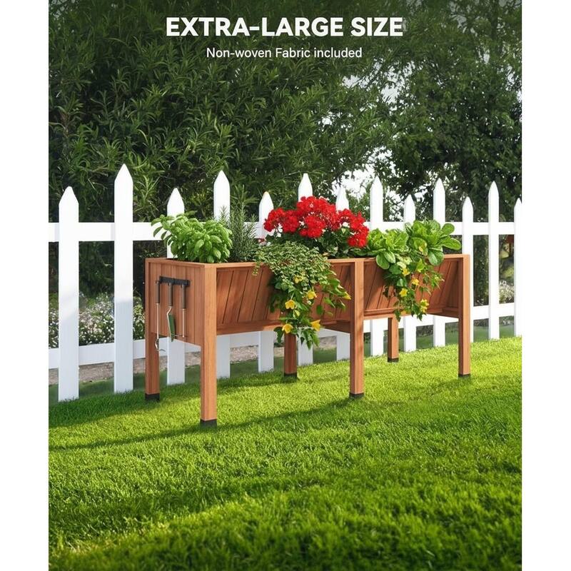 13.7In Depth Elevated Wooden Raised Garden Bed