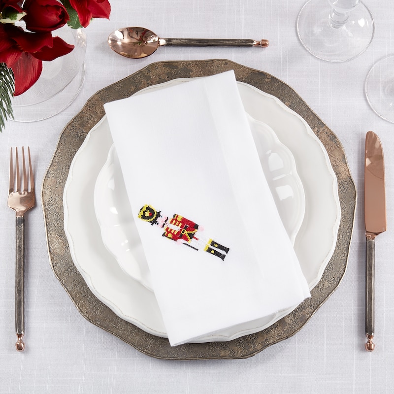 Elegant Nutcracker Embroidered Napkin (Set of 12)