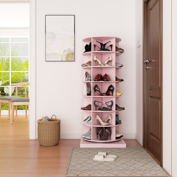 360 Rotating Shoe Cabinet with 7 Layers Can Accommodate Up to 28