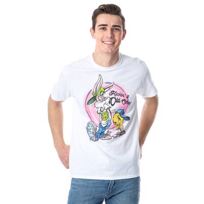 Looney Tunes Men's Tweety n' Bugs Kickin' It Old School Airbrush Art T-Shirt