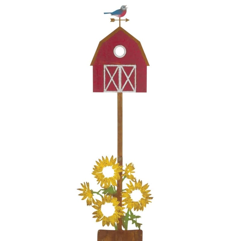 Rustic Birdhouse Stake - Barn