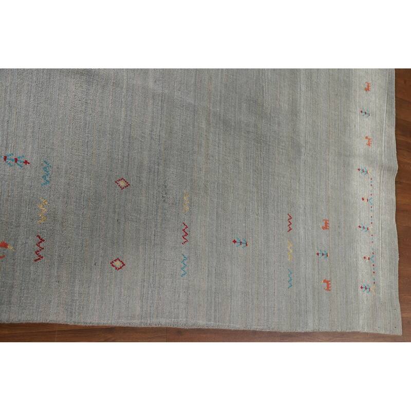 Gabbeh Indian Area Rug Hand-Knotted Beige Wool Carpet - 8'1"x 9'10"