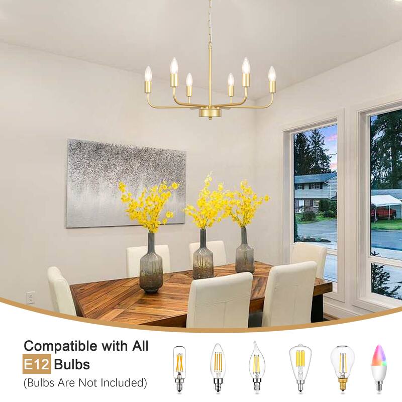 6-Light Rustic Modern Candlestick Hanging Linear Chandelier Lighting for Dining Room Kitchen Island