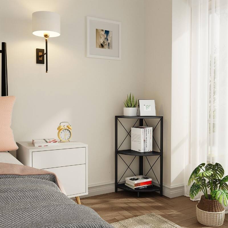 Corner Shelf with Metal Frame - 11.8"D x 11.8"W x 26.9"H