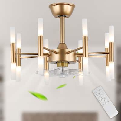 Bella Depot 6-Lighr Gold French Country Metal Candle Ceiling Fan 6-Speed with Light Kit and Remote Control - 22.4 Inches