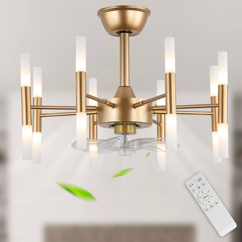 Bella Depot 6-Lighr Gold French Country Metal Candle Ceiling Fan 6-Speed with Light Kit and Remote Control - 22.4 Inches