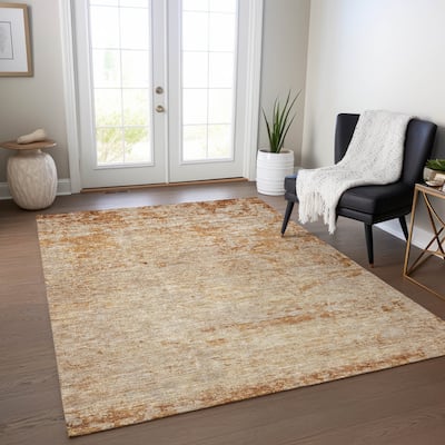 Machine Washable Indoor/ Outdoor Abstract Ombre Chantille Rug