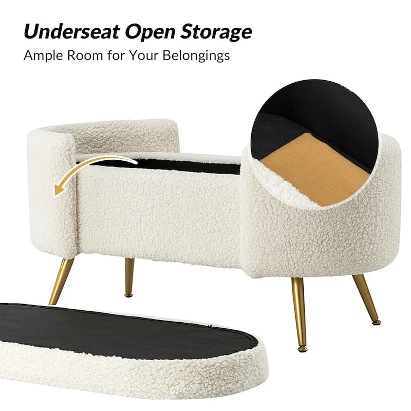 Clara 39.4" Wide Storage Bench with Metal Legs