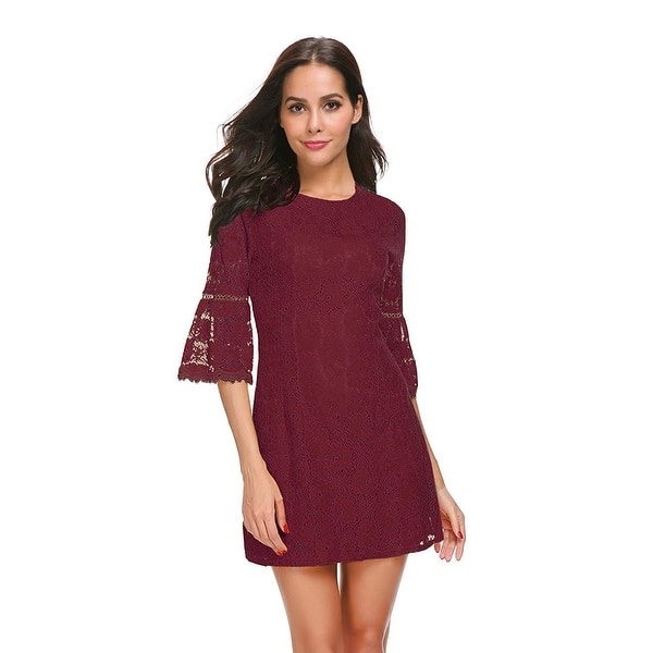 Shop Twinklady Women S 3 4 Bell Sleeve Floral Lace Elegant