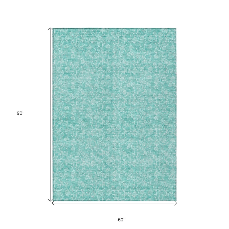 HomeRoots Floral Transitional Rectangle Outdoor Rug