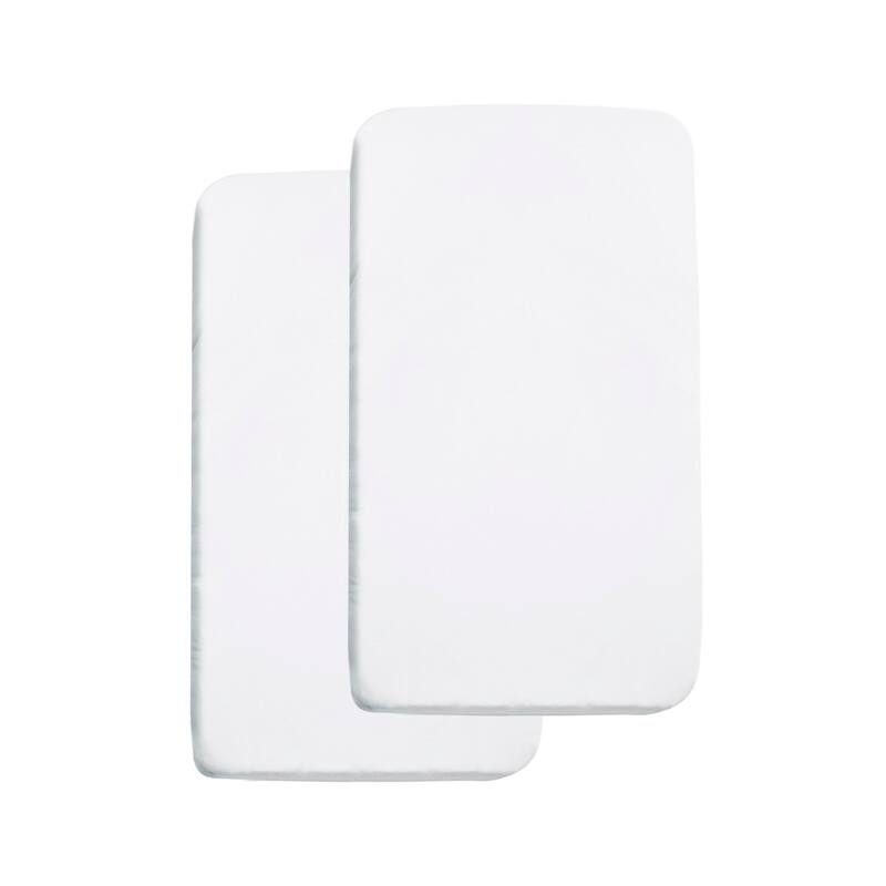 BreathableBaby All-in-One Fitted Sheet & Waterproof Cover for 36" x 18" Cradle Mattress (2-Pack) - White
