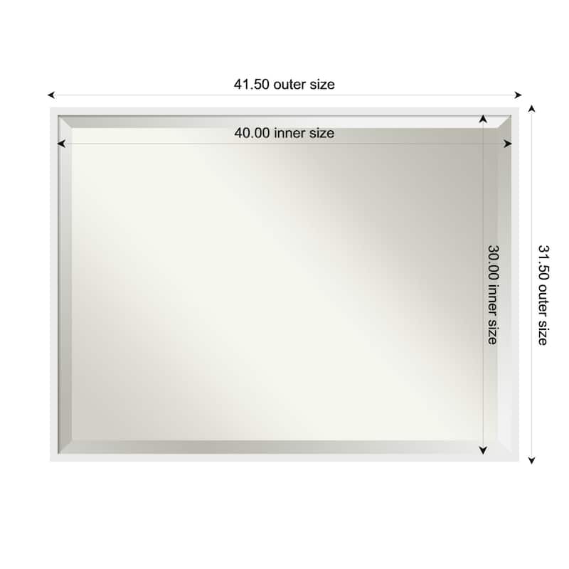 Incline Beveled Wood Framed Wall Mirror - 42 x 32 in - Incline White