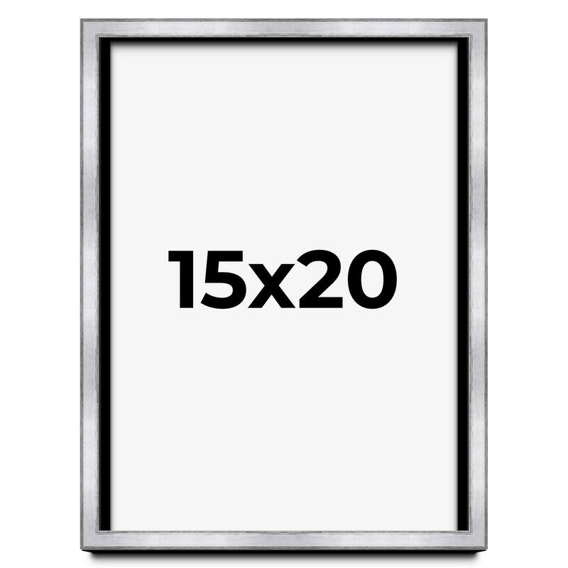 15x20 Shadow Box Frame Silver | 1.375 Inches Deep Real Wood