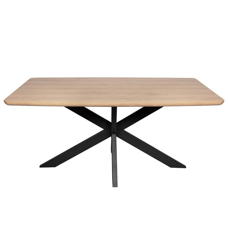 Ravenna 69" Rectangular Wood Dining Table with 6 Euston Wicker Dining Chairs