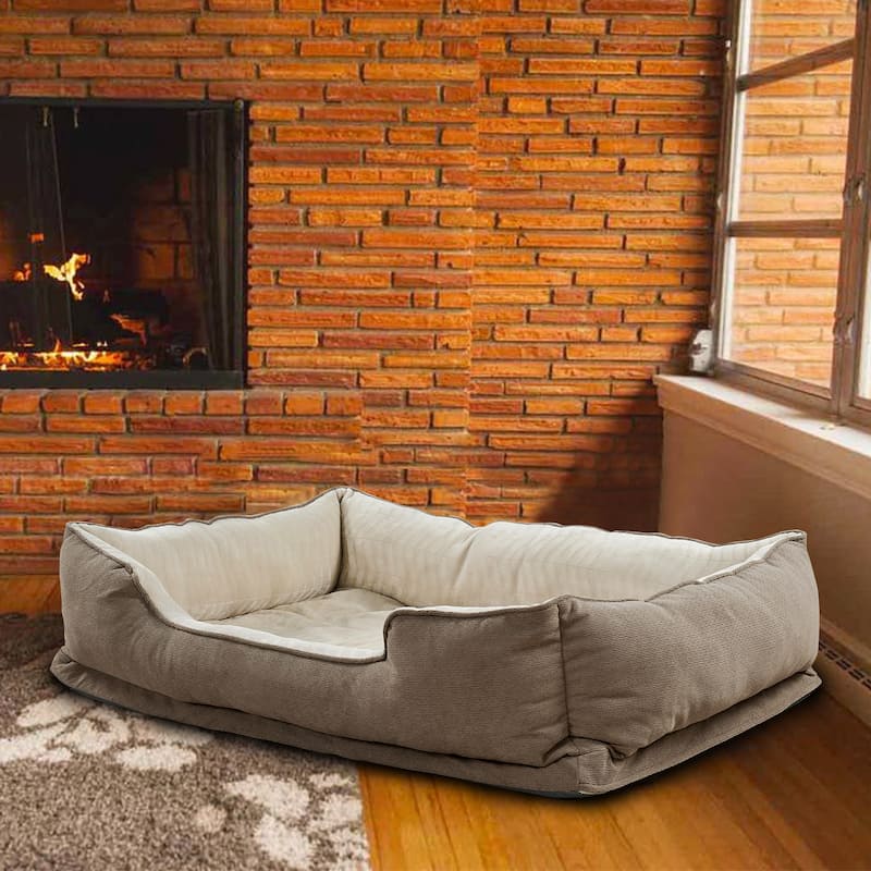 Soft Plush Bolstered Rectangle Dog Bed