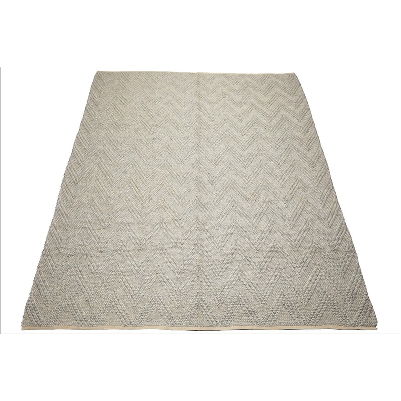 9x12 Tibetano Hand Knotted Flatweave Wool Tone on Tone Silver Contemporary Rug - 9' x 12'