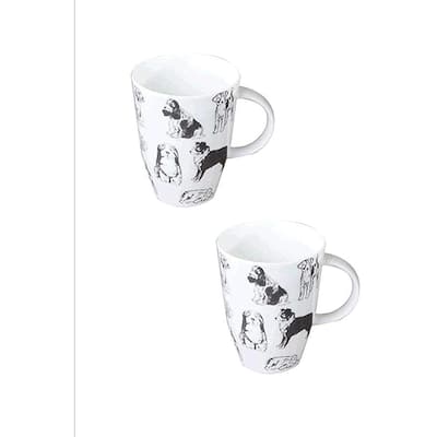 Roy Kirkham Louise Mug - Boundless Dogs Set of 2, Bone China Ceramic Made in England