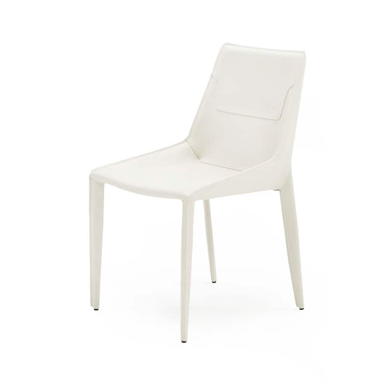 Modrest Halo Modern Ivory Saddle Leather Dining Chair (Set of 2)