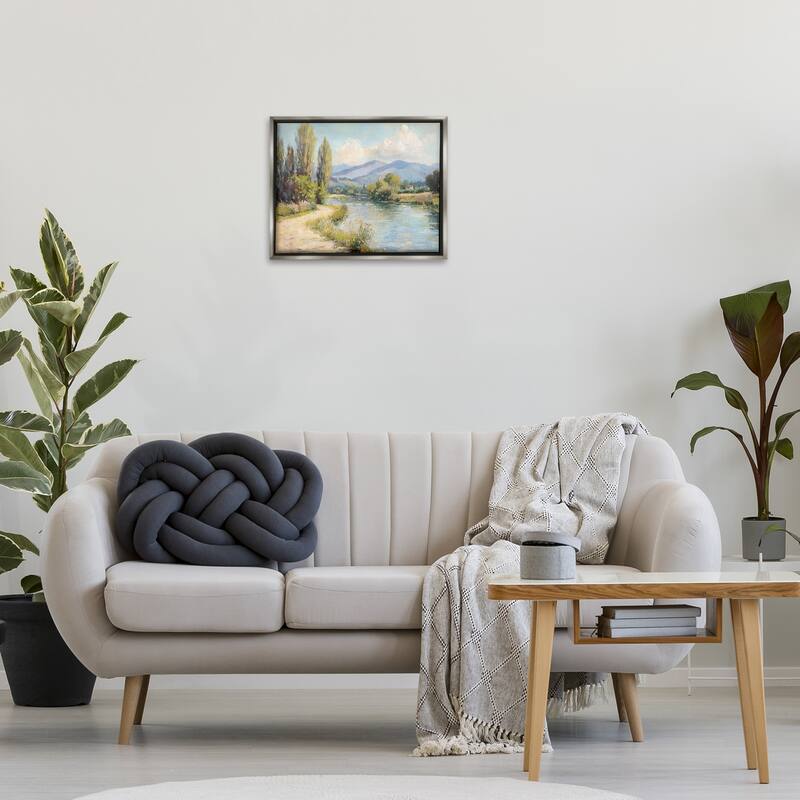 Stupell Along The Mountain River Framed Floater Canvas Wall Art Design By Petal Prints Design