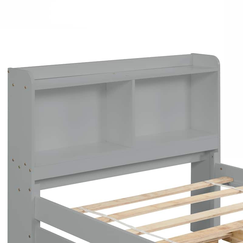 Twin Bed with Trundle,Bookcase