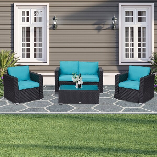 Kinbor 4 piece Wicker Outdoor Patio Furniture Set Bed Bath Beyond 22862950