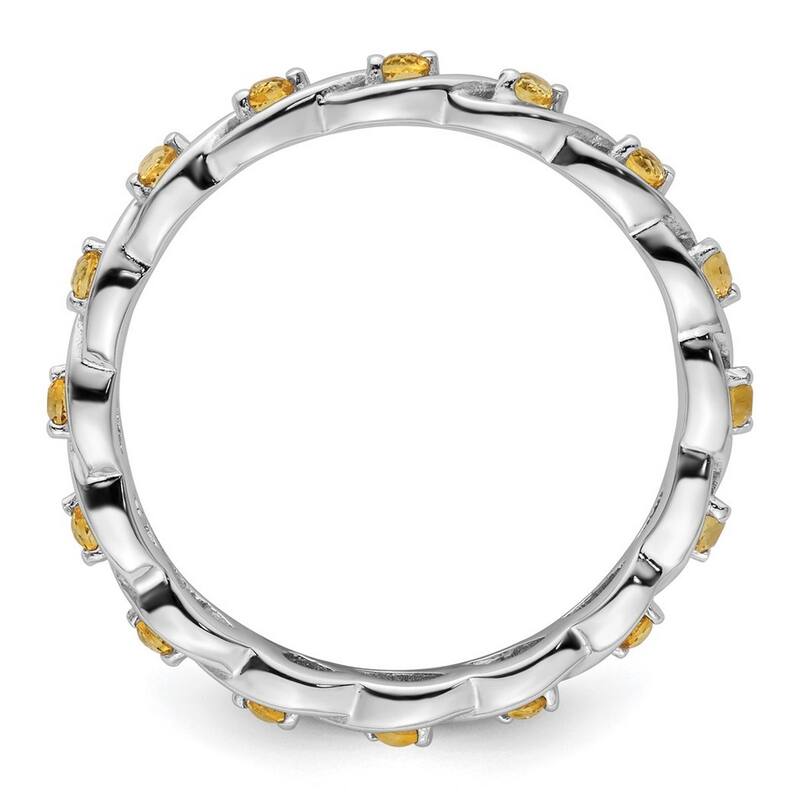 Curata 2.5mm 925 Sterling Silver Polished Prong set Stackable Expressions Citrine Ring