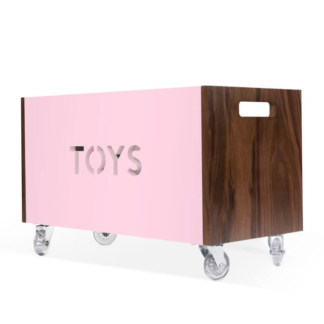 Taylor & Olive Marigold Toy Chest on Casters - Walnut Finish - Pink