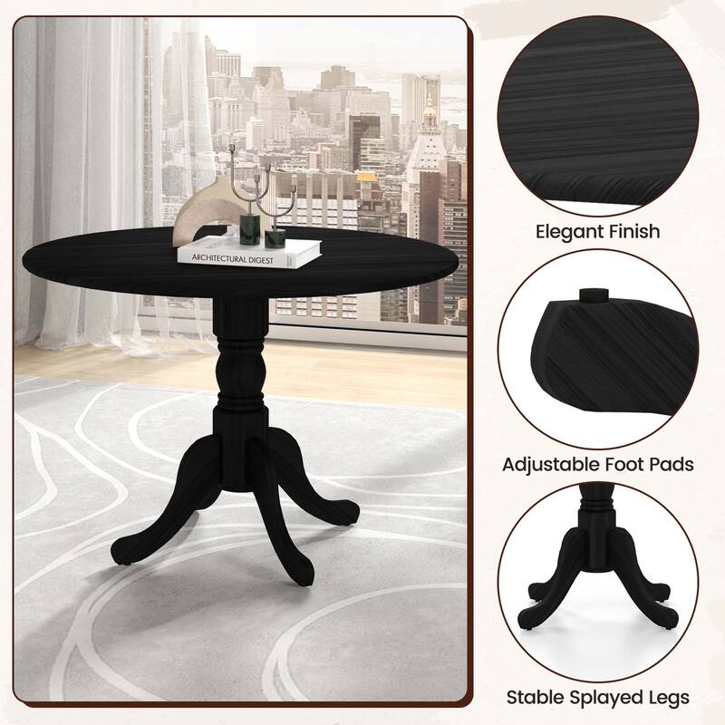 Costway Rustic Dining Table Wooden Dining Table with Round Tabletop & - See Details