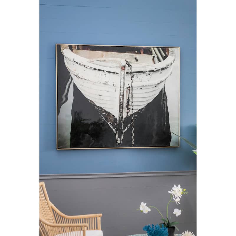 Modern Black and White Rectangular Art Wall Decor with Frame, for Living Room Bedrrom Entryway Office - Blue