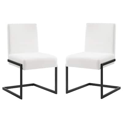 Casabianca Home Fontana Set of 2 Dining Chair in White PU Leather