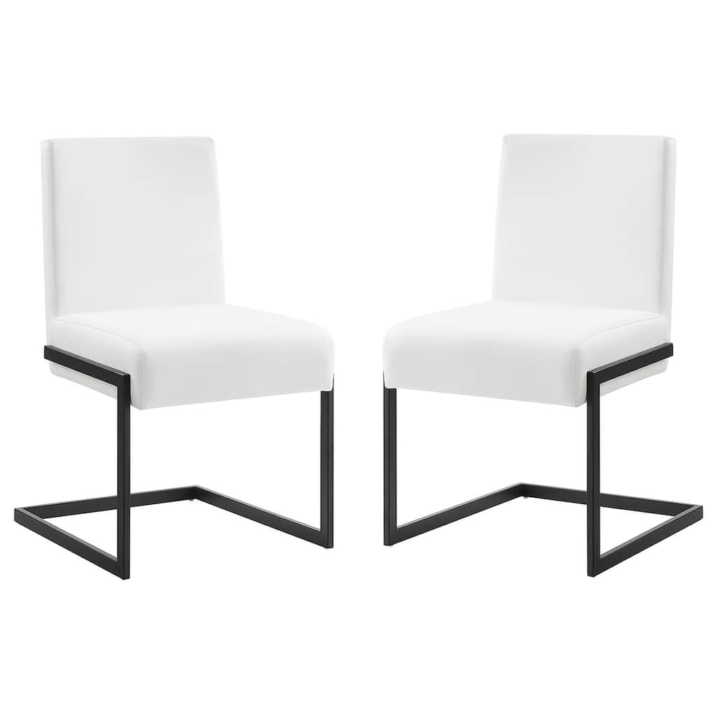 Casabianca Home Fontana Set of 2 Dining Chair in White PU Leather