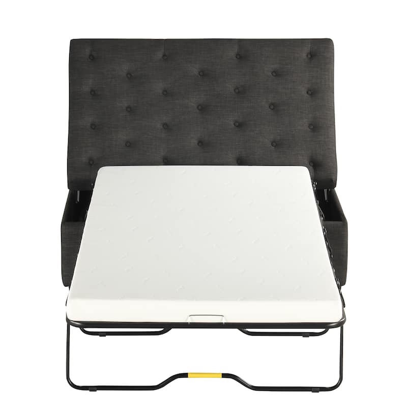 Tufted Sleeper Couch Settee, Ottoman with Folding Sofa Bed, Convertible Ottoman Sleeper with Memory Mattress