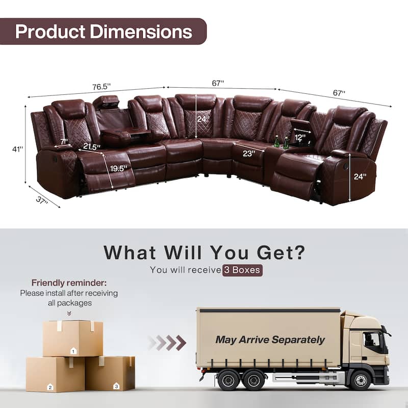 Off-White 3-Piece Breathing Leather Living Room Recliner Sofa set