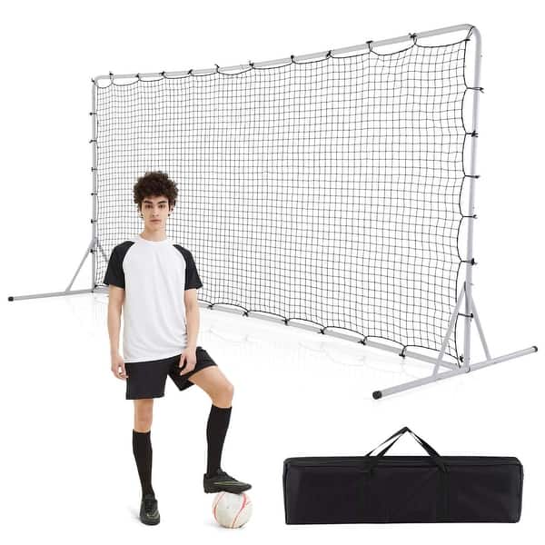 slide 2 of 18, Costway Soccer Rebounder Net 12 x 6 FT Portable Football Training - See Details White