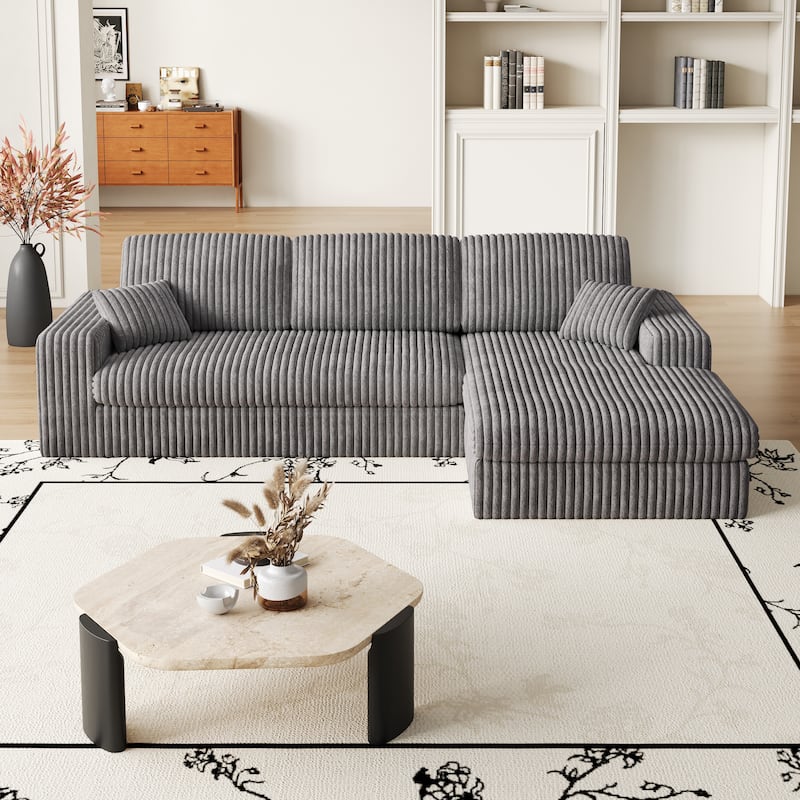 Corduroy Modular Foam Sofa, Recliner Seat Reversible Sofa, 2-In-1 Sofa With Recliner And L-Shaped Sofa Combination