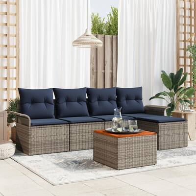 vidaXL 6 Piece Garden Sofa Set with Cushions - 98.8×24.4×27.2