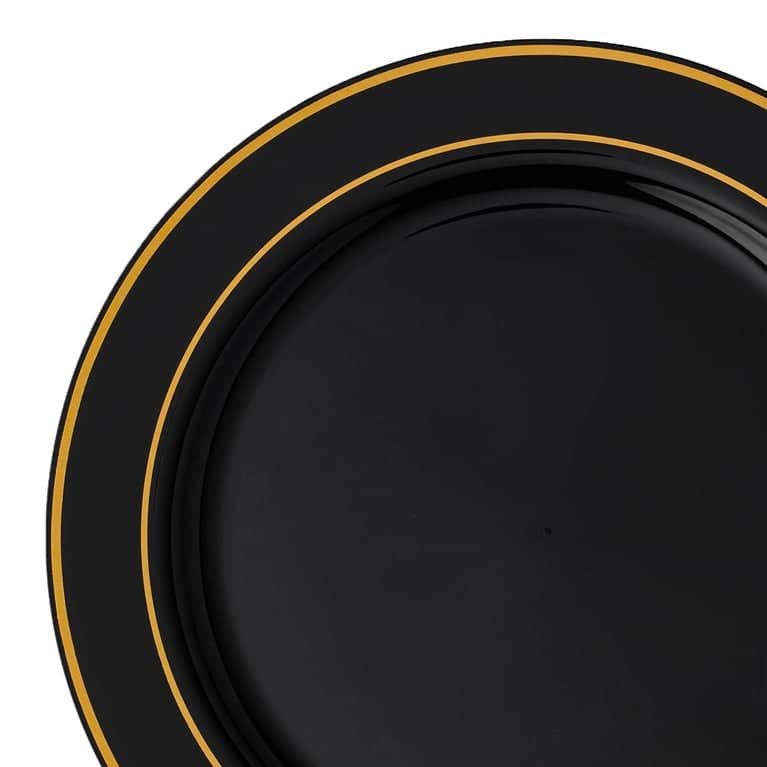 Shiny Round Edge Rim Disposable Plastic Plate Packs - Party Supplies