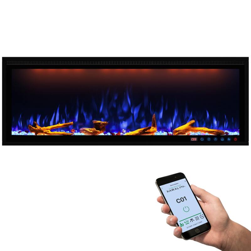 Smart 50” WiFi-Enabled Electric Fireplace, in-Wall Recessed