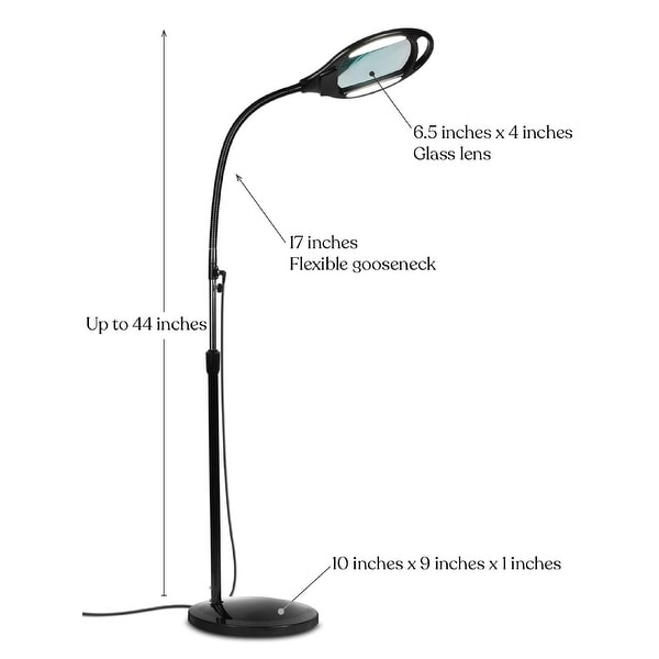 Brightech Lightview LED 5 Diopter Magnifier Floor Lamp Black