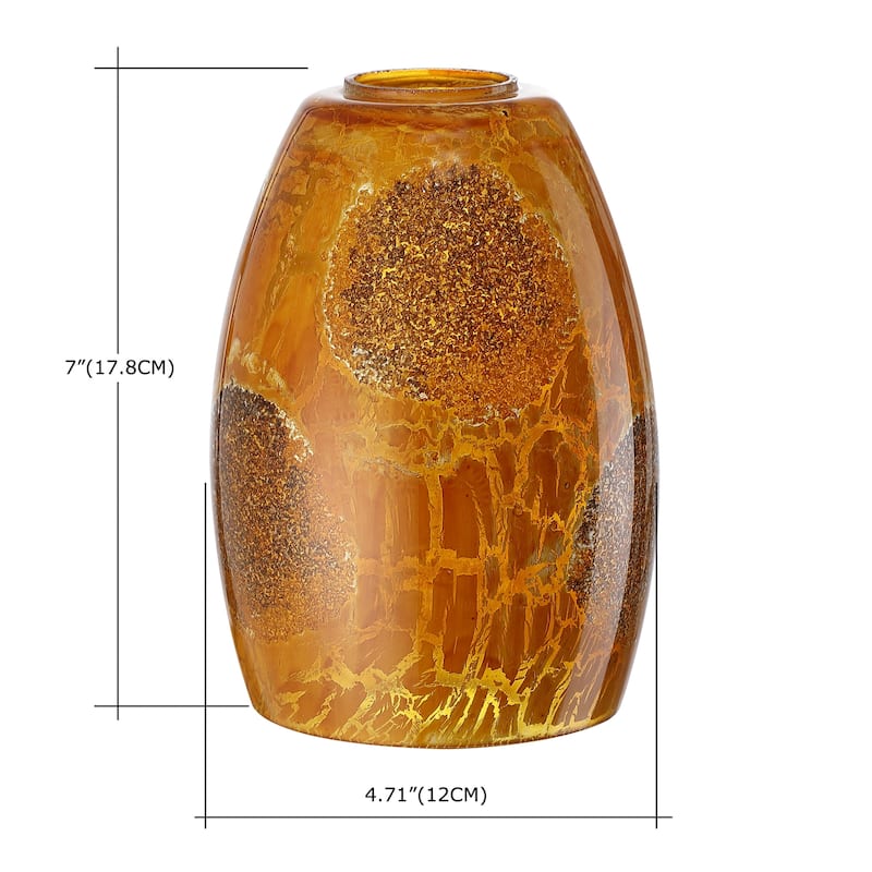 2.25 in. Lip Fitter Stone Crackle Glass Oblong Pendant Lamp Shade