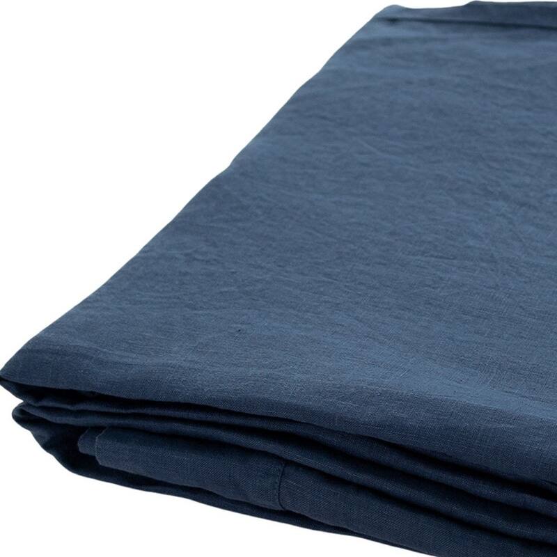 HomeRoots Navy Blue Linen King Fitted sheet