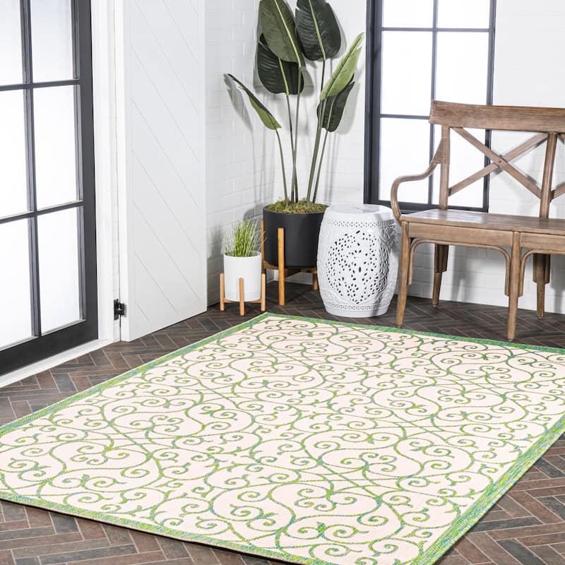 JONATHAN Y Ourika Textured Weave Indoor/Outdoor Area Rug - 9 X 12 - Cream/Green