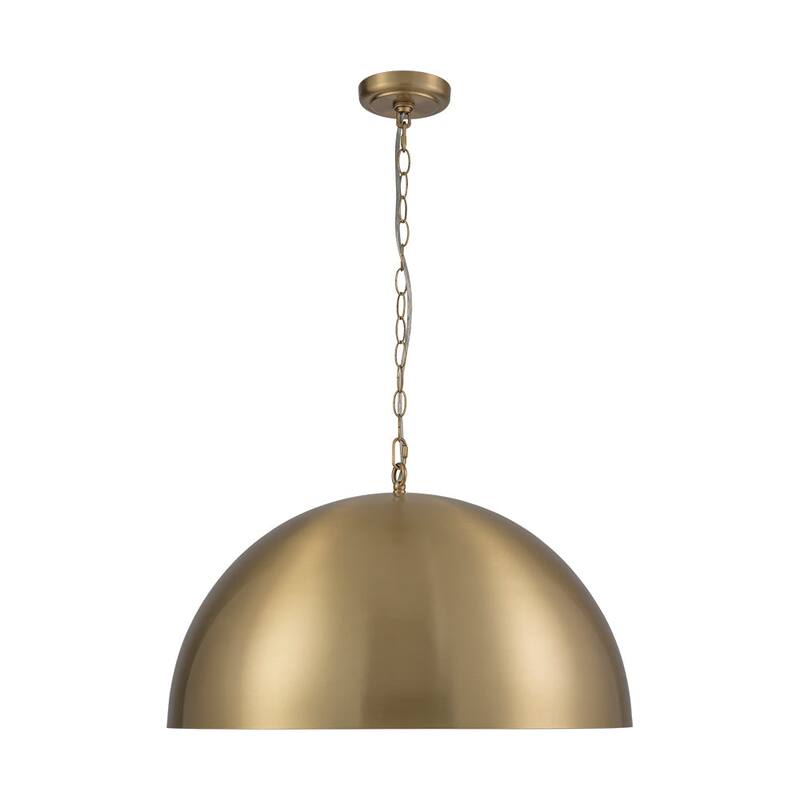 Mid-Century Modern Brass Oversized Metal Dome Pendant Light